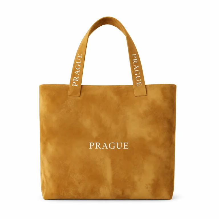 Чанта от велур с надпис „Prague“, 40 × 40 см